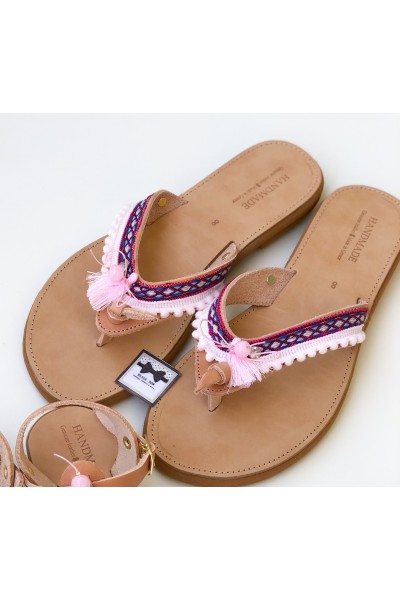 0372-1 Kennedy Γυναικεία δερμάτινα σανδάλια. (Διχάλα)