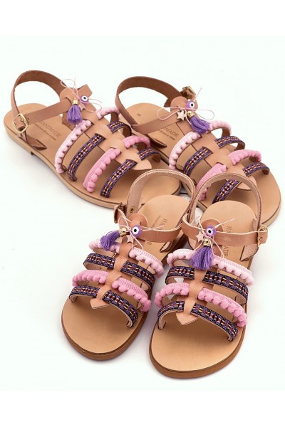 0372-2 Kennedy Γυναικεία δερμάτινα σανδάλια. (Ερμής)