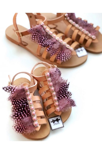 0433-1 Lydia Γυναικεία δερμάτινα σανδάλια. (Ερμής)