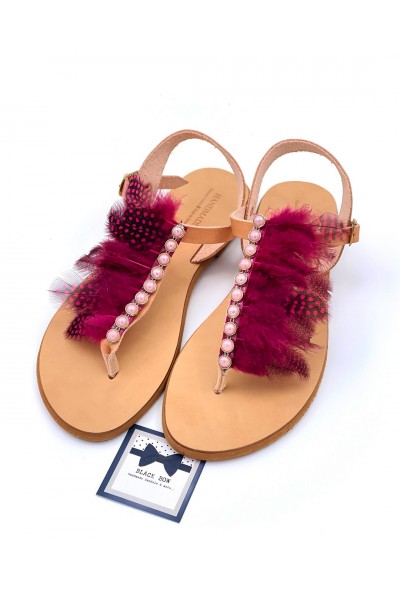 0433-2 Lydia Γυναικεία δερμάτινα σανδάλια. (Ταφ)