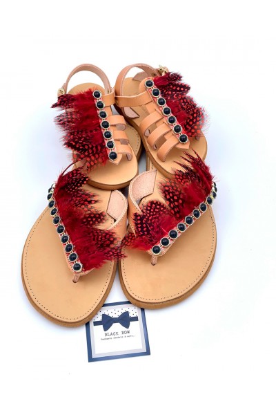 0433-3 Lydia Γυναικεία δερμάτινα σανδάλια. (Διχάλα)