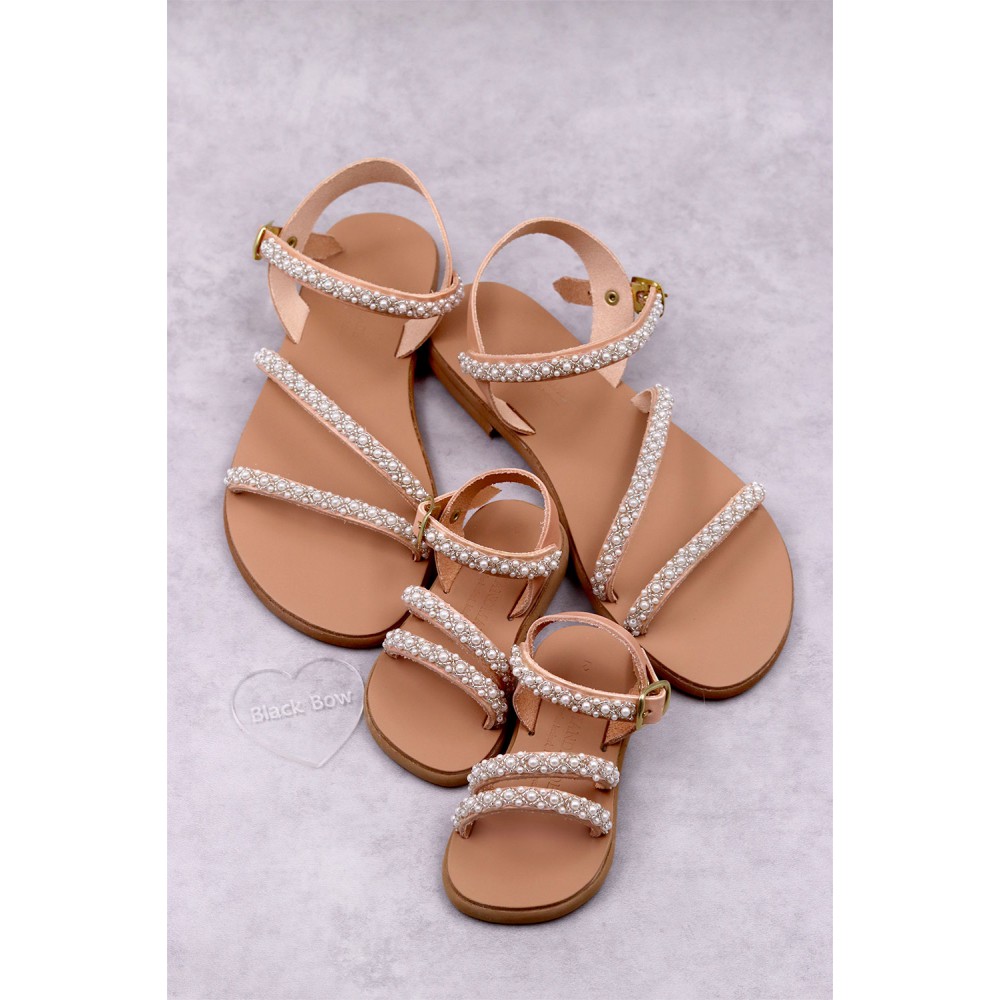 0434-2 Sarah Γυναικεία δερμάτινα σανδάλια. (ΖΛ)