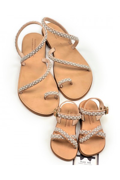 0434A Sarah Παιδικά & βρεφικά δερμάτινα σανδάλια. (Χιαστί)