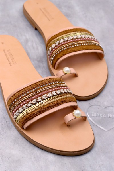 0463 Hannah Γυναικεία δερμάτινα σανδάλια. 