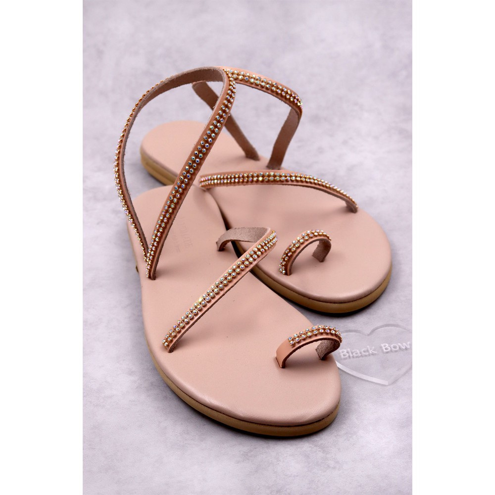 0571-1 Riley Γυναικεία δερμάτινα ή ανατομικά σανδάλια. (Φίδι)