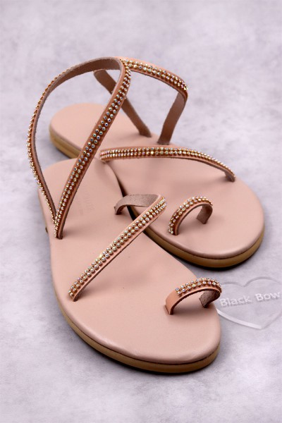 0571-1 Riley Γυναικεία δερμάτινα ή ανατομικά σανδάλια. (Φίδι)