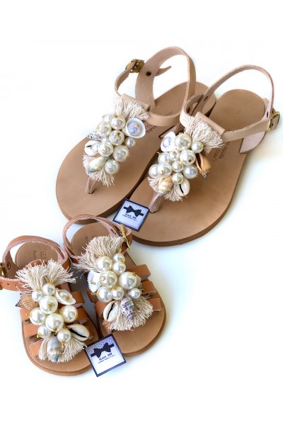 0600-2 Charlie Γυναικεία δερμάτινα σανδάλια. (Ταφ)