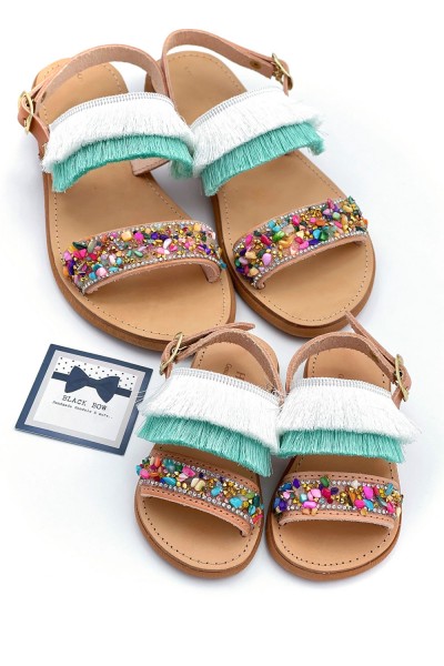 0613-1 Ariel Γυναικεία δερμάτινα σανδάλια. (2 μπάρες)