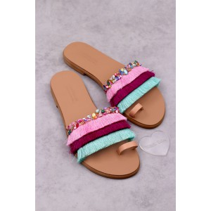 0613-2 Ariel Γυναικεία δερμάτινα σανδάλια. (παντοφ)