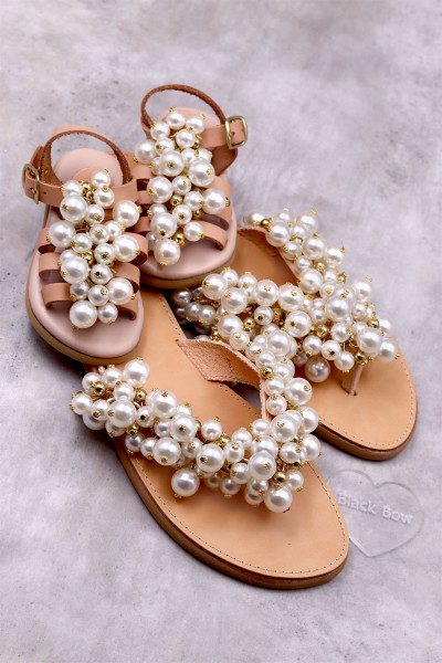 0646-1 Perla Γυναικεία δερμάτινα σανδάλια. (Διχάλα)