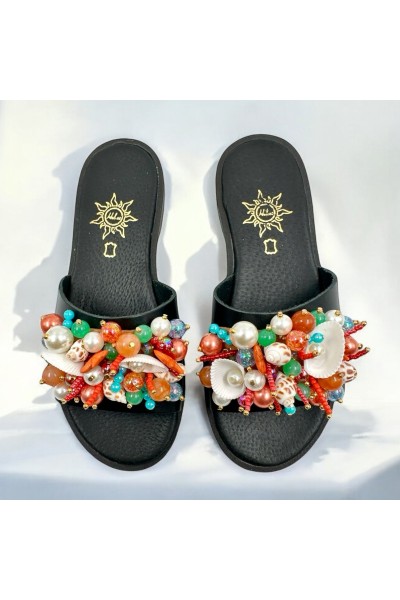 HE102 Γυναικεία σανδάλια σε φυσικό ή μαύρο χρώμα. LIMITED EDITION 